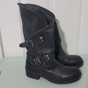 Coolway Alida women's motorcycle boots in black leather, Size 6 EU 37